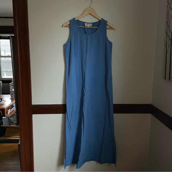 Vintage David Dart Blue Sleeveless Scoop Neck Maxidress Sundress sz Small - Picture 1 of 4